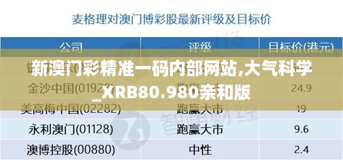 新澳门彩精准一码内部网站,大气科学_XRB80.980亲和版