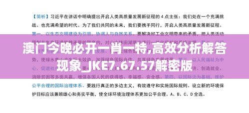 澳门今晚必开一肖一特,高效分析解答现象_JKE7.67.57解密版