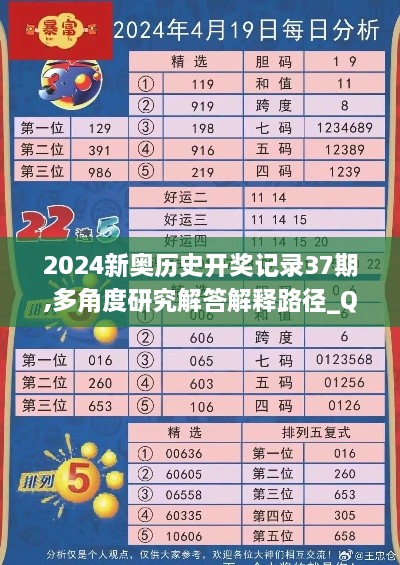 2024新奥历史开奖记录37期,多角度研究解答解释路径_QVJ2.45.26本地版