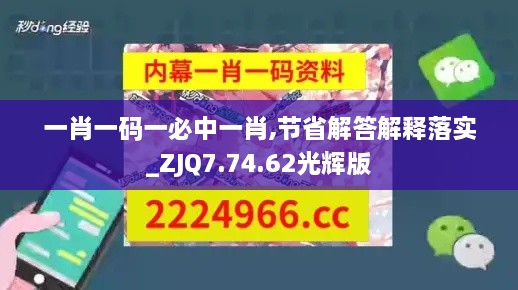 一肖一码一必中一肖,节省解答解释落实_ZJQ7.74.62光辉版