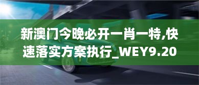 新澳门今晚必开一肖一特,快速落实方案执行_WEY9.20.56终极版