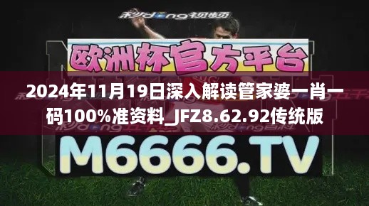 2024年11月19日深入解读管家婆一肖一码100%准资料_JFZ8.62.92传统版