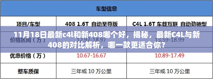 揭秘，最新C4L与新408对比解析，哪款车型更适合你？