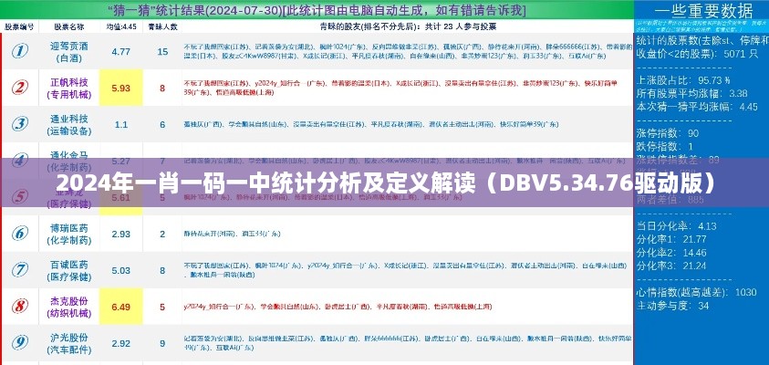 2024年一肖一码一中统计分析及定义解读（DBV5.34.76驱动版）