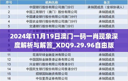 2024年11月19日澳门一码一肖现象深度解析与解答_XDQ9.29.96自由版