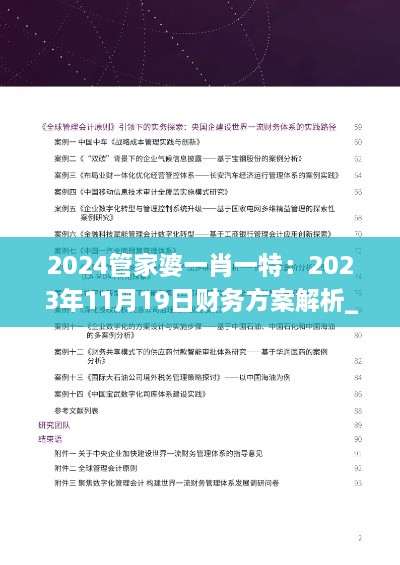 2024管家婆一肖一特：2023年11月19日财务方案解析_WAE1.65.59感知版