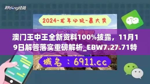 澳门王中王全新资料100%披露，11月19日解答落实重磅解析_EBW7.27.71特辑