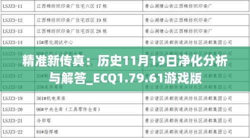 精准新传真：历史11月19日净化分析与解答_ECQ1.79.61游戏版