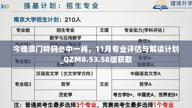 今晚澳门特码必中一肖，11月专业评估与解读计划_QZM8.53.58版获取