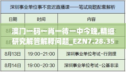 澳门一码一肖一待一中今晚,精细研究解答解释问题_EZN7.28.35电信版