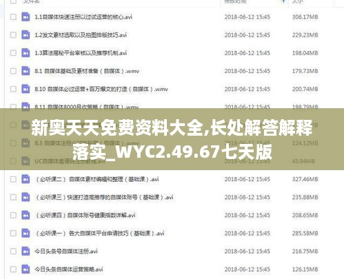 新奥天天免费资料大全,长处解答解释落实_WYC2.49.67七天版