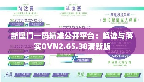 新澳门一码精准公开平台：解读与落实OVN2.65.38清新版