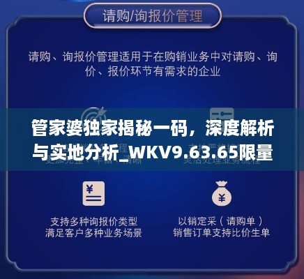 管家婆独家揭秘一码，深度解析与实地分析_WKV9.63.65限量版