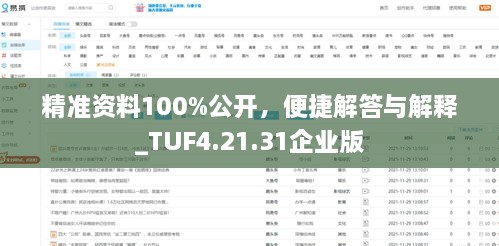 精准资料100%公开，便捷解答与解释_TUF4.21.31企业版