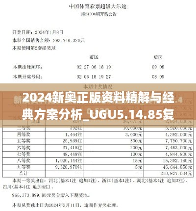 2024新奥正版资料精解与经典方案分析_UGU5.14.85复制版