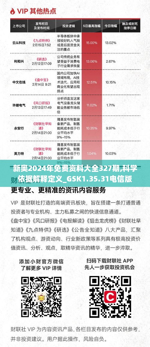 新奥2024年免费资料大全327期,科学依据解释定义_GSK1.35.31电信版