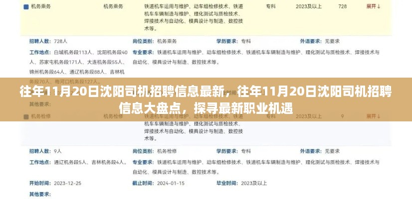 探寻沈阳最新司机职业机遇，历年11月20日司机招聘信息大盘点