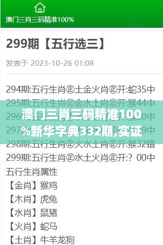 澳门三肖三码精准100%新华字典332期,实证分析细明数据_EKT6.14