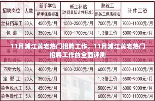 11月浦江黄宅热门招聘全面解析，求职者的不二之选