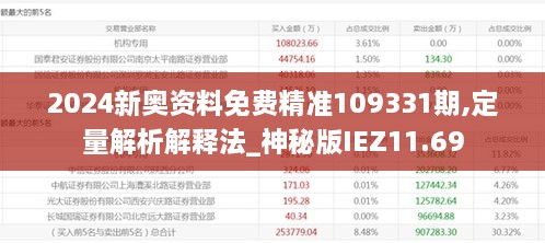 2024新奥资料免费精准109331期,定量解析解释法_神秘版IEZ11.69