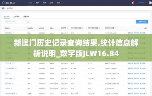 新澳门历史记录查询结果,统计信息解析说明_数字版JLW16.84