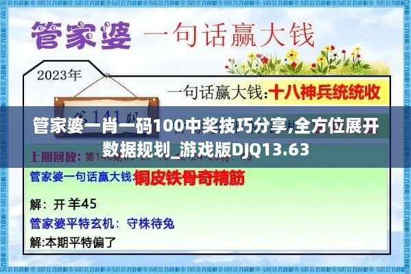 管家婆一肖一码100中奖技巧分享,全方位展开数据规划_游戏版DJQ13.63