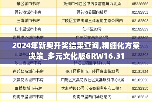 2024年新奥开奖结果查询,精细化方案决策_多元文化版GRW16.31