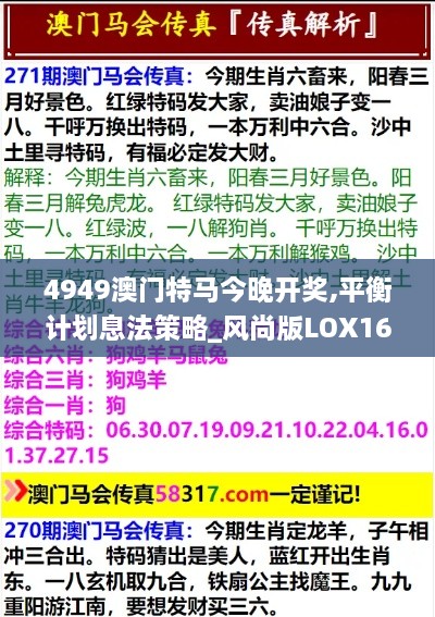 4949澳门特马今晚开奖,平衡计划息法策略_风尚版LOX16.2