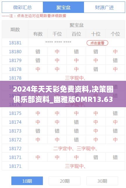 2024年天天彩免费资料,决策圈俱乐部资料_幽雅版OMR13.63