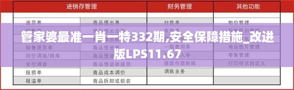 管家婆最准一肖一特332期,安全保障措施_改进版LPS11.67