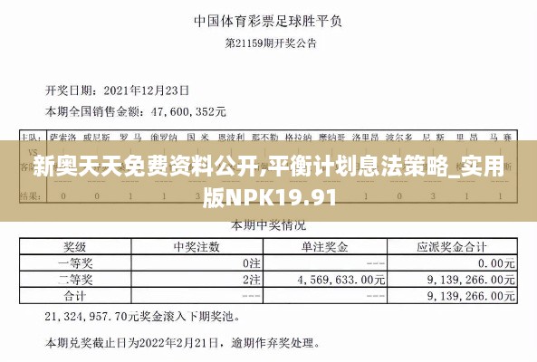 新奥天天免费资料公开,平衡计划息法策略_实用版NPK19.91