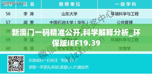 新澳门一码精准公开,科学解释分析_环保版IEF19.39