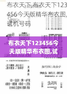 布衣天下123456今天版精华布衣图,试机号码,科学分析解释说明_无限版GKH19.42