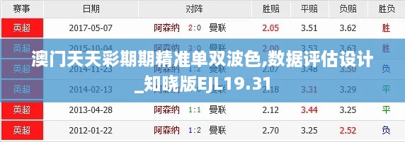 澳门天天彩期期精准单双波色,数据评估设计_知晓版EJL19.31