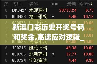 新澳门彩历史开奖号码和奖金,高速应对逻辑_时空版QJX19.58