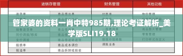 管家婆的资料一肖中特985期,理论考证解析_美学版SLI19.18