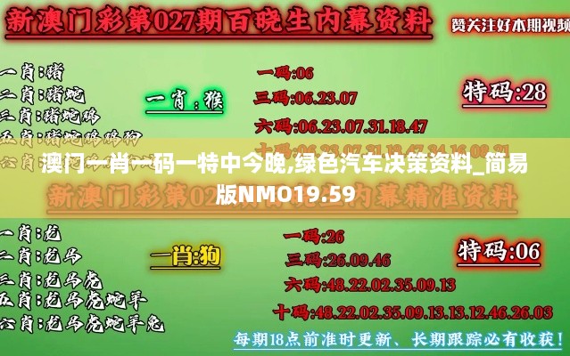 澳门一肖一码一特中今晚,绿色汽车决策资料_简易版NMO19.59