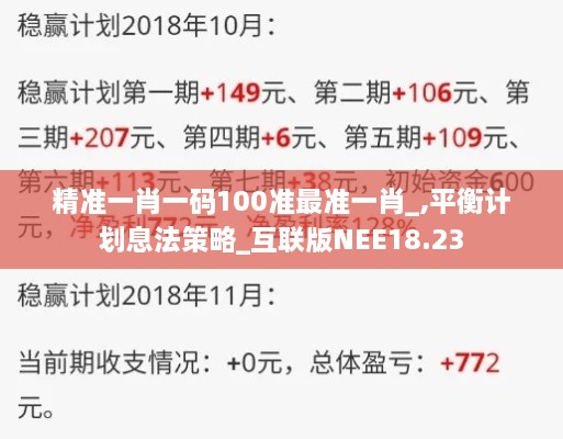 精准一肖一码100准最准一肖_,平衡计划息法策略_互联版NEE18.23