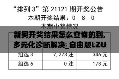 新奥开奖结果怎么查询的到,多元化诊断解决_自由版LZU4.99