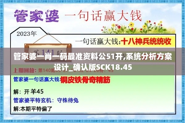 管家婆一肖一码最准资料公51开,系统分析方案设计_确认版SCK18.45