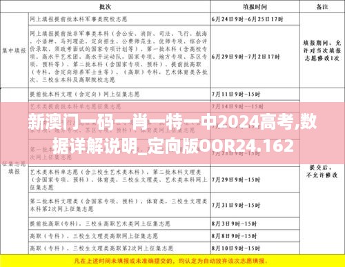 新澳门一码一肖一特一中2024高考,数据详解说明_定向版OOR24.162