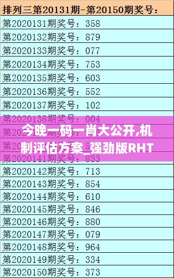 今晚一码一肖大公开,机制评估方案_强劲版RHT28.235