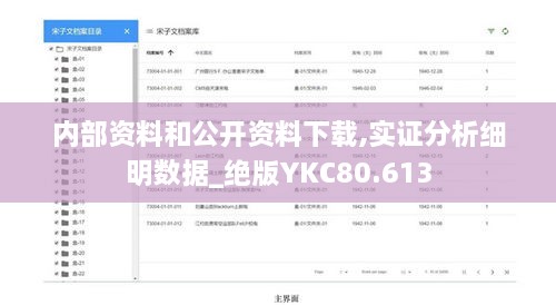 内部资料和公开资料下载,实证分析细明数据_绝版YKC80.613