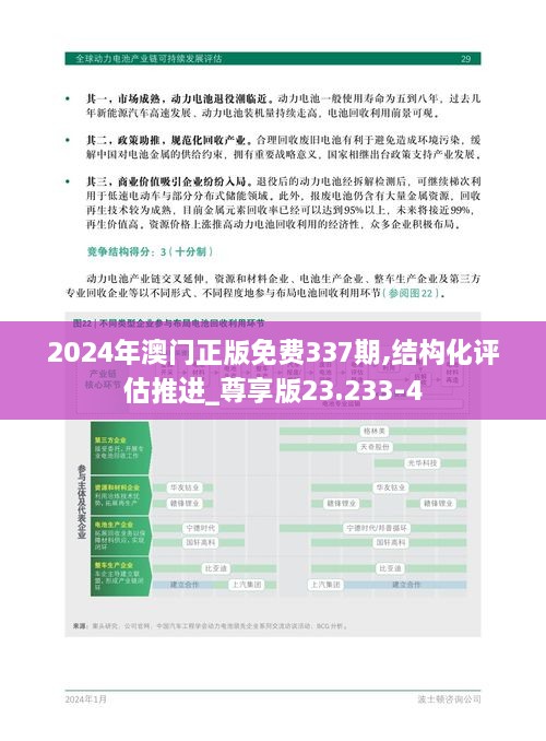 2024年澳门正版免费337期,结构化评估推进_尊享版23.233-4