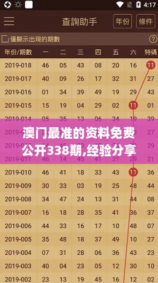 澳门最准的资料免费公开338期,经验分享解答落实_入门版99.791-5