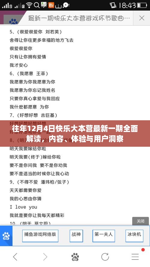 往年12月4日快乐大本营最新一期深度解析，内容、体验与用户反馈一网打尽！