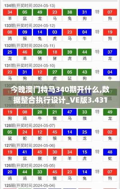 今晚澳门特马340期开什么,数据整合执行设计_VE版3.431