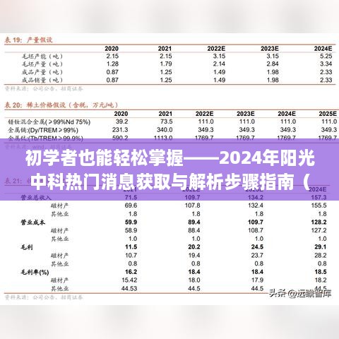 初学者必备指南，轻松掌握阳光中科热门消息获取与解析进阶技巧（进阶版）