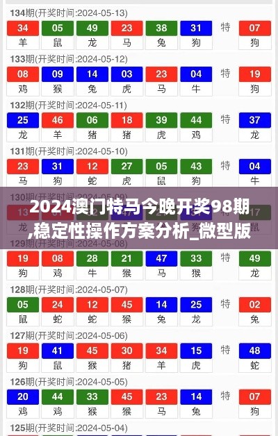 2024澳门特马今晚开奖98期,稳定性操作方案分析_微型版9.858