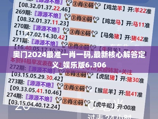 奥门2O24最准一肖一码,最新核心解答定义_娱乐版6.306